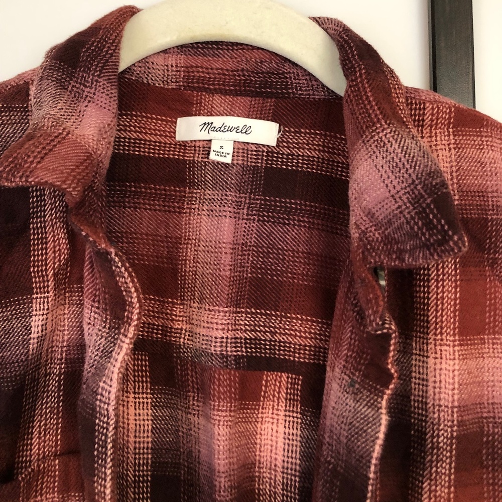 Cute Madewell Plaid Long Sleeve Shirt- size small